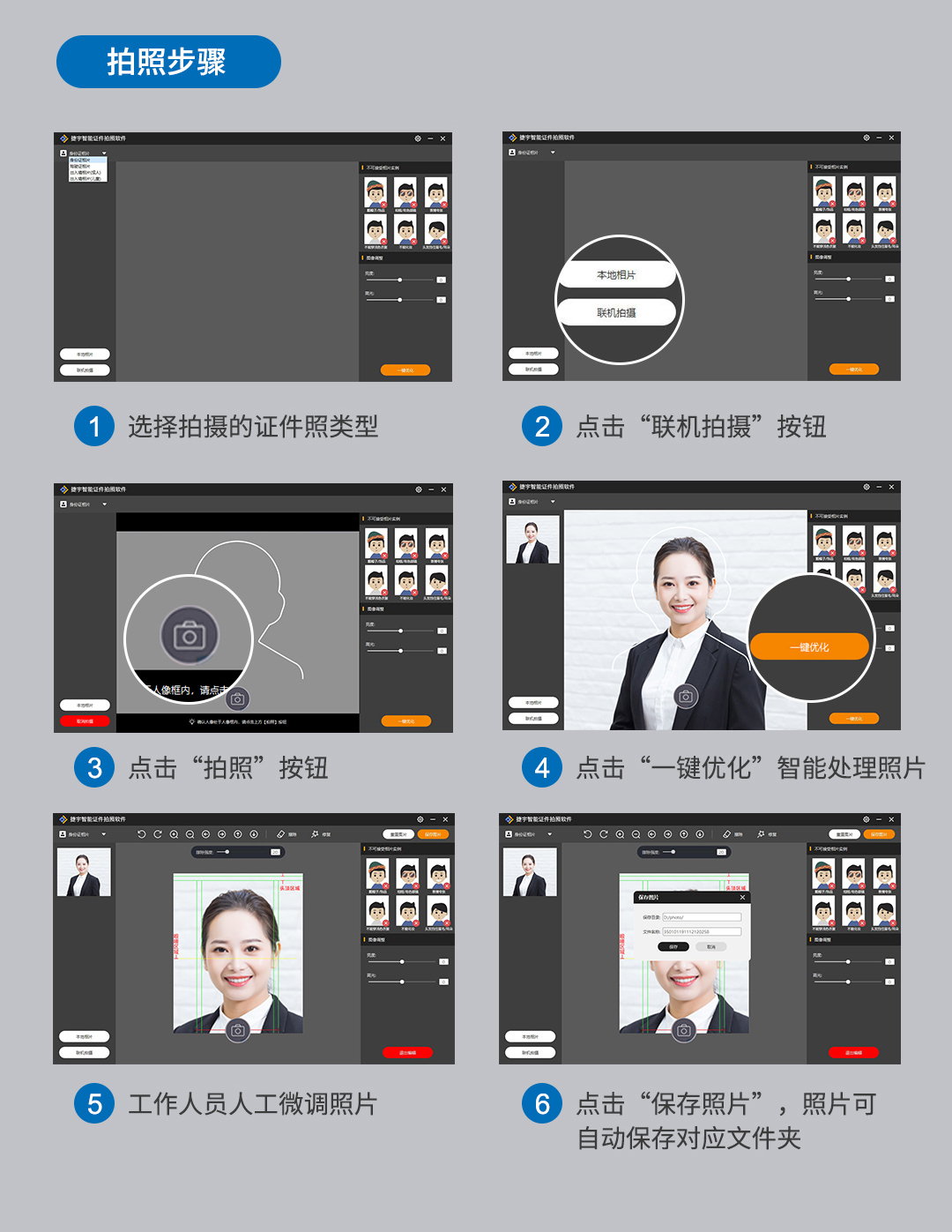捷宇智能證件拍照軟件拍照流程